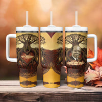 Léopold Sédar Senghor Tumbler With Handle Sacred Baobab Tree Design African Roots and Symbols Theme Negritude Movement - Wonder Print Shop
