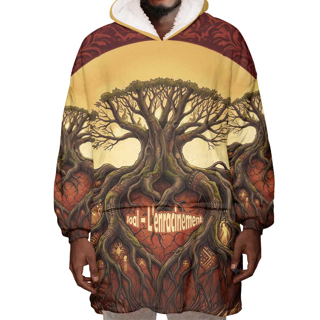 Léopold Sédar Senghor Wearable Blanket Hoodie Sacred Baobab Tree Design African Roots and Symbols Theme Negritude Movement - Wonder Print Shop
