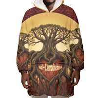 Léopold Sédar Senghor Wearable Blanket Hoodie Sacred Baobab Tree Design African Roots and Symbols Theme Negritude Movement - Wonder Print Shop