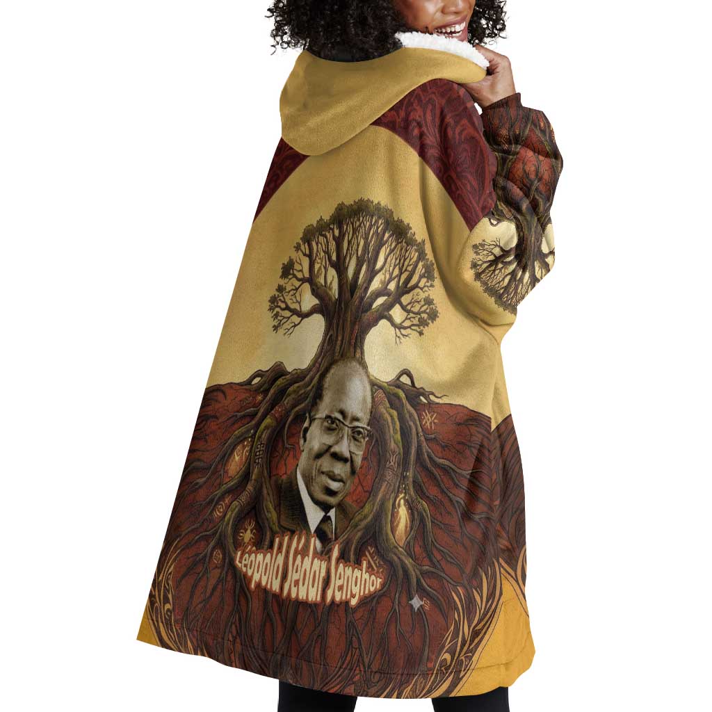 Léopold Sédar Senghor Wearable Blanket Hoodie Sacred Baobab Tree Design African Roots and Symbols Theme Negritude Movement - Wonder Print Shop