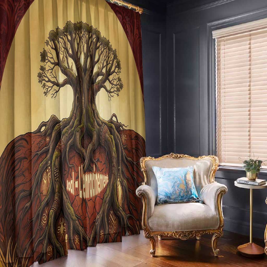 Léopold Sédar Senghor Window Curtain Sacred Baobab Tree Design African Roots and Symbols Theme Negritude Movement - Wonder Print Shop