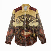 Léopold Sédar Senghor Women Casual Shirt Sacred Baobab Tree Design African Roots and Symbols Theme Negritude Movement - Wonder Print Shop