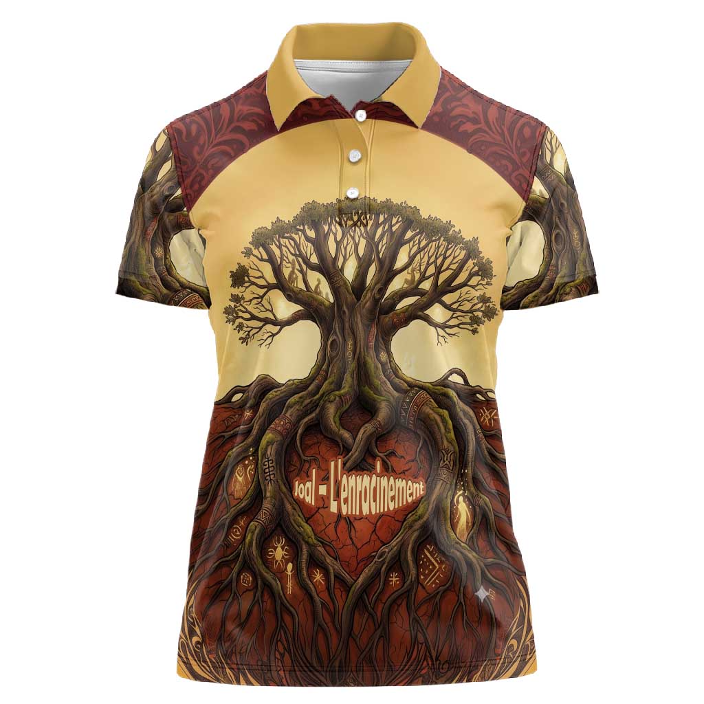 Léopold Sédar Senghor Women Polo Shirt Sacred Baobab Tree Design African Roots and Symbols Theme Negritude Movement - Wonder Print Shop
