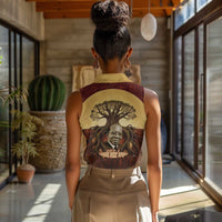 Léopold Sédar Senghor Women Sleeveless Polo Shirt Sacred Baobab Tree Design African Roots and Symbols Theme Negritude Movement - Wonder Print Shop