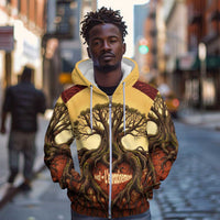 Léopold Sédar Senghor Zip Hoodie Sacred Baobab Tree Design African Roots and Symbols Theme Negritude Movement - Wonder Print Shop
