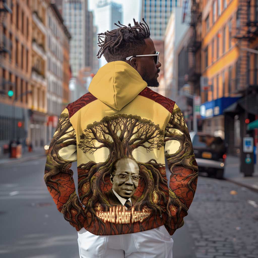 Léopold Sédar Senghor Zip Hoodie Sacred Baobab Tree Design African Roots and Symbols Theme Negritude Movement - Wonder Print Shop