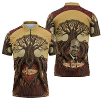 Léopold Sédar Senghor Zipper Polo Shirt Sacred Baobab Tree Design African Roots and Symbols Theme Negritude Movement - Wonder Print Shop
