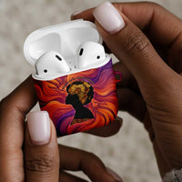 Léopold Sédar Senghor AirPods Case Femme Noire Silhouette with Africa Map Pattern Vibrant Swirl Background - Wonder Print Shop