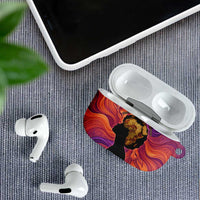 Léopold Sédar Senghor AirPods Case Femme Noire Silhouette with Africa Map Pattern Vibrant Swirl Background - Wonder Print Shop