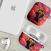 Léopold Sédar Senghor AirPods Case Femme Noire Silhouette with Africa Map Pattern Vibrant Swirl Background - Wonder Print Shop