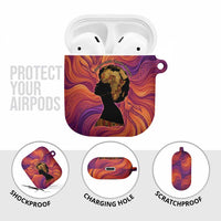 Léopold Sédar Senghor AirPods Case Femme Noire Silhouette with Africa Map Pattern Vibrant Swirl Background - Wonder Print Shop