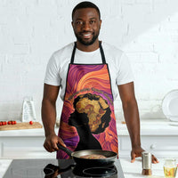 Léopold Sédar Senghor Apron Femme Noire Silhouette with Africa Map Pattern Vibrant Swirl Background - Wonder Print Shop