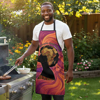 Léopold Sédar Senghor Apron Femme Noire Silhouette with Africa Map Pattern Vibrant Swirl Background - Wonder Print Shop