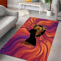 Léopold Sédar Senghor Area Rug Femme Noire Silhouette with Africa Map Pattern Vibrant Swirl Background - Wonder Print Shop