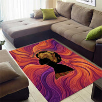Léopold Sédar Senghor Area Rug Femme Noire Silhouette with Africa Map Pattern Vibrant Swirl Background - Wonder Print Shop