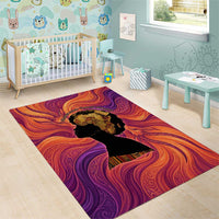 Léopold Sédar Senghor Area Rug Femme Noire Silhouette with Africa Map Pattern Vibrant Swirl Background - Wonder Print Shop