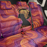 Léopold Sédar Senghor Back Car Seat Cover Femme Noire Silhouette with Africa Map Pattern Vibrant Swirl Background - Wonder Print Shop