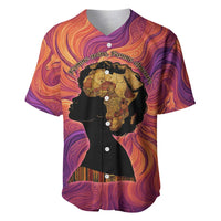 Léopold Sédar Senghor Baseball Jersey Femme Noire Silhouette with Africa Map Pattern Vibrant Swirl Background - Wonder Print Shop