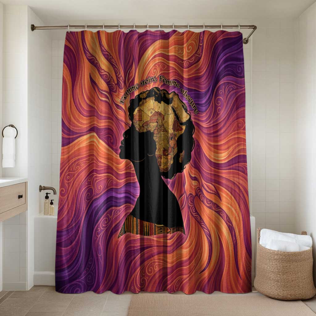 Léopold Sédar Senghor Bathroom Set Femme Noire Silhouette with Africa Map Pattern Vibrant Swirl Background - Wonder Print Shop