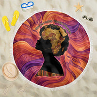 Léopold Sédar Senghor Beach Blanket Femme Noire Silhouette with Africa Map Pattern Vibrant Swirl Background - Wonder Print Shop