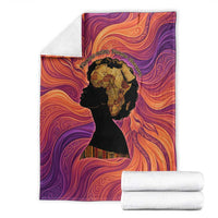 Léopold Sédar Senghor Blanket Femme Noire Silhouette with Africa Map Pattern Vibrant Swirl Background - Wonder Print Shop