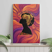 Léopold Sédar Senghor Canvas Wall Art Femme Noire Silhouette with Africa Map Pattern Vibrant Swirl Background - Wonder Print Shop