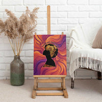 Léopold Sédar Senghor Canvas Wall Art Femme Noire Silhouette with Africa Map Pattern Vibrant Swirl Background - Wonder Print Shop