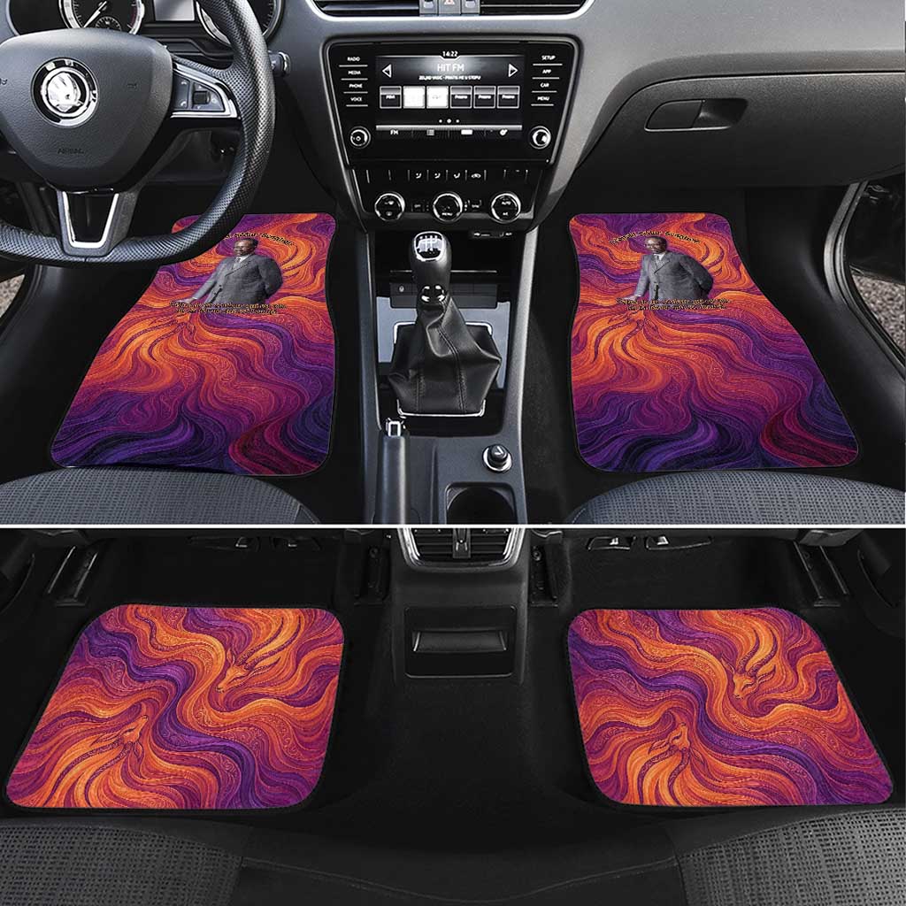 Léopold Sédar Senghor Car Mats Femme Noire Silhouette with Africa Map Pattern Vibrant Swirl Background - Wonder Print Shop