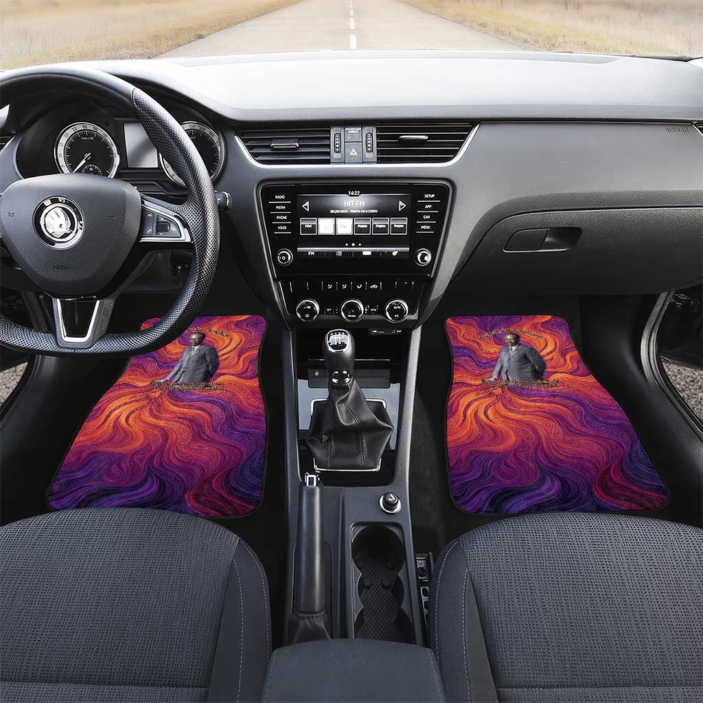 Léopold Sédar Senghor Car Mats Femme Noire Silhouette with Africa Map Pattern Vibrant Swirl Background - Wonder Print Shop