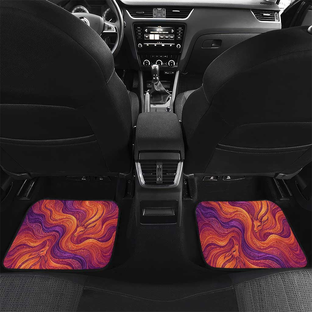 Léopold Sédar Senghor Car Mats Femme Noire Silhouette with Africa Map Pattern Vibrant Swirl Background - Wonder Print Shop