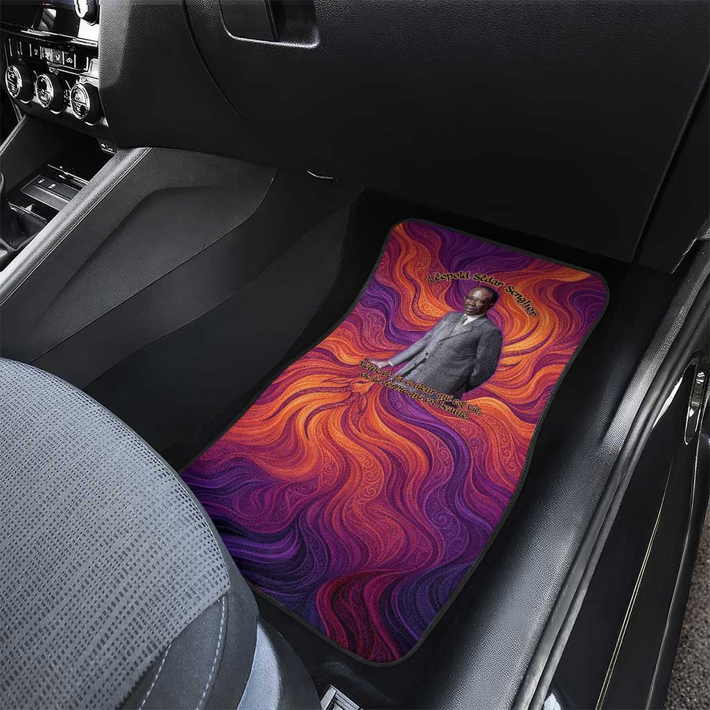 Léopold Sédar Senghor Car Mats Femme Noire Silhouette with Africa Map Pattern Vibrant Swirl Background - Wonder Print Shop
