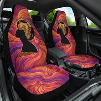 Léopold Sédar Senghor Car Seat Cover Femme Noire Silhouette with Africa Map Pattern Vibrant Swirl Background - Wonder Print Shop