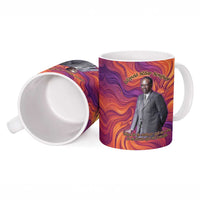 Léopold Sédar Senghor Ceramic Mug Femme Noire Silhouette with Africa Map Pattern Vibrant Swirl Background - Wonder Print Shop