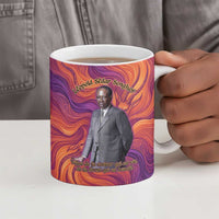 Léopold Sédar Senghor Ceramic Mug Femme Noire Silhouette with Africa Map Pattern Vibrant Swirl Background - Wonder Print Shop