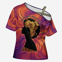 Léopold Sédar Senghor Cross Shoulder Shirt Femme Noire Silhouette with Africa Map Pattern Vibrant Swirl Background - Wonder Print Shop