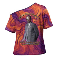 Léopold Sédar Senghor Cross Shoulder Shirt Femme Noire Silhouette with Africa Map Pattern Vibrant Swirl Background - Wonder Print Shop