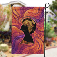Léopold Sédar Senghor Garden Flag Femme Noire Silhouette with Africa Map Pattern Vibrant Swirl Background - Wonder Print Shop