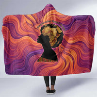 Léopold Sédar Senghor Hooded Blanket Femme Noire Silhouette with Africa Map Pattern Vibrant Swirl Background - Wonder Print Shop