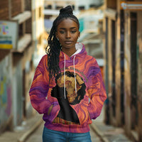 Léopold Sédar Senghor Hoodie Femme Noire Silhouette with Africa Map Pattern Vibrant Swirl Background - Wonder Print Shop