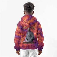 Léopold Sédar Senghor Kid Hoodie Femme Noire Silhouette with Africa Map Pattern Vibrant Swirl Background - Wonder Print Shop