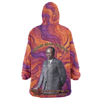 Léopold Sédar Senghor Kid Wearable Blanket Hoodie Femme Noire Silhouette with Africa Map Pattern Vibrant Swirl Background - Wonder Print Shop