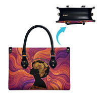 Léopold Sédar Senghor Leather Bag Femme Noire Silhouette with Africa Map Pattern Vibrant Swirl Background - Wonder Print Shop