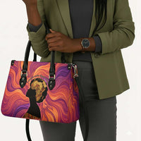 Léopold Sédar Senghor Leather Bag Femme Noire Silhouette with Africa Map Pattern Vibrant Swirl Background - Wonder Print Shop