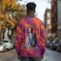 Léopold Sédar Senghor Long Sleeve Shirt Femme Noire Silhouette with Africa Map Pattern Vibrant Swirl Background - Wonder Print Shop