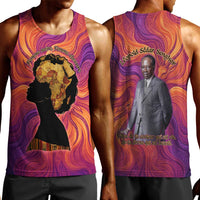 Léopold Sédar Senghor Men Tank Top Femme Noire Silhouette with Africa Map Pattern Vibrant Swirl Background - Wonder Print Shop