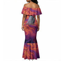 Léopold Sédar Senghor Mermaid Dress Femme Noire Silhouette with Africa Map Pattern Vibrant Swirl Background - Wonder Print Shop