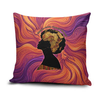 Léopold Sédar Senghor Pillow Cover Femme Noire Silhouette with Africa Map Pattern Vibrant Swirl Background - Wonder Print Shop