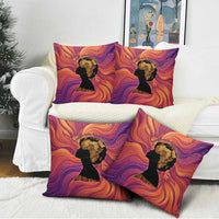 Léopold Sédar Senghor Pillow Cover Femme Noire Silhouette with Africa Map Pattern Vibrant Swirl Background - Wonder Print Shop