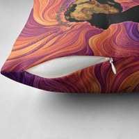 Léopold Sédar Senghor Pillow Cover Femme Noire Silhouette with Africa Map Pattern Vibrant Swirl Background - Wonder Print Shop