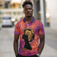 Léopold Sédar Senghor Polo Shirt Femme Noire Silhouette with Africa Map Pattern Vibrant Swirl Background - Wonder Print Shop